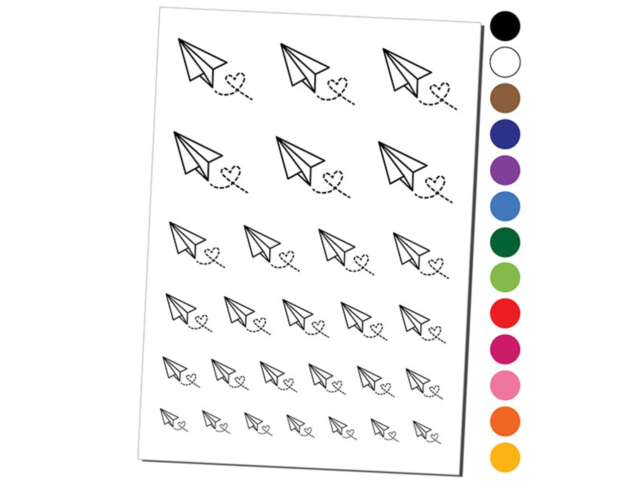 Paper Airplane with Heart Temporary Tattoo Water Resistant Fake Body Art Set Collection